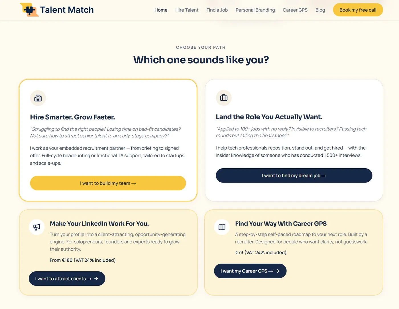 TalentMatch — full website redesign