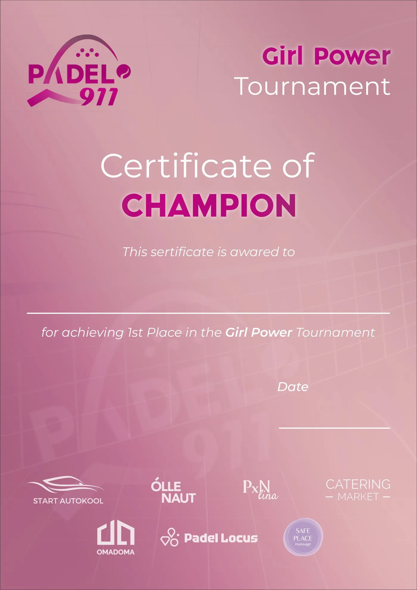 Padel 911 — trüki- ja auhinnamaterjalid