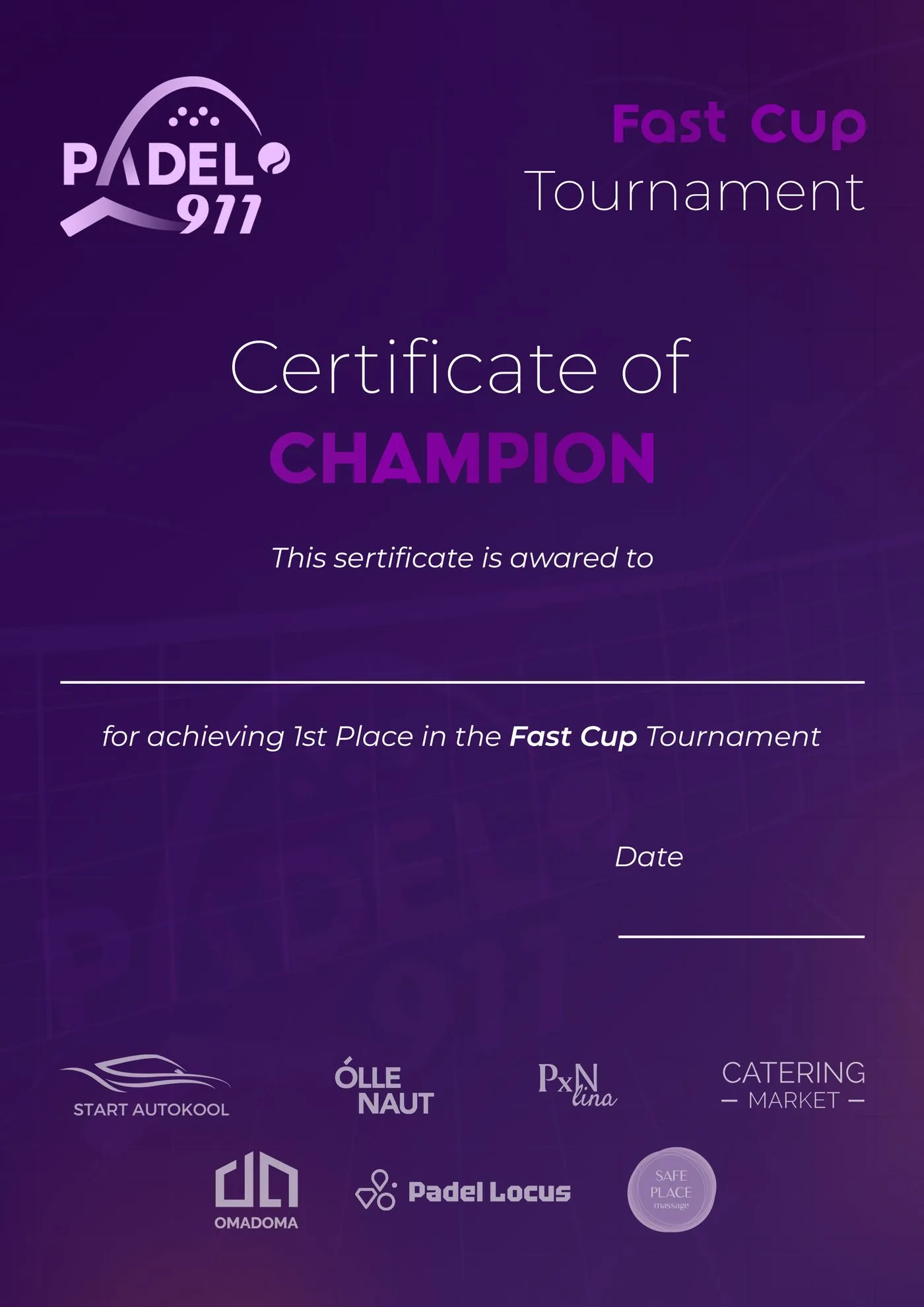 Padel 911 — trüki- ja auhinnamaterjalid
