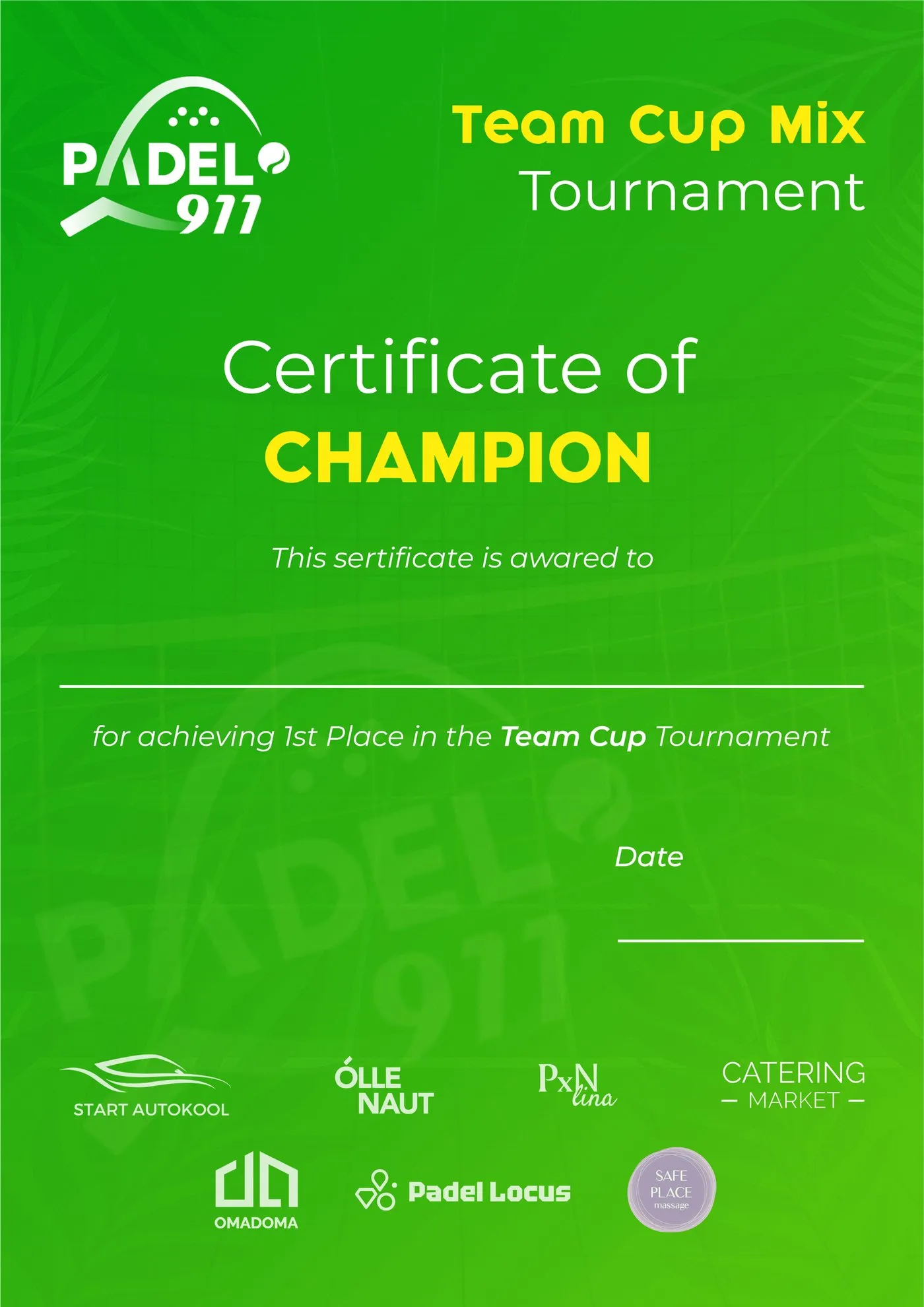 Padel 911 — trüki- ja auhinnamaterjalid