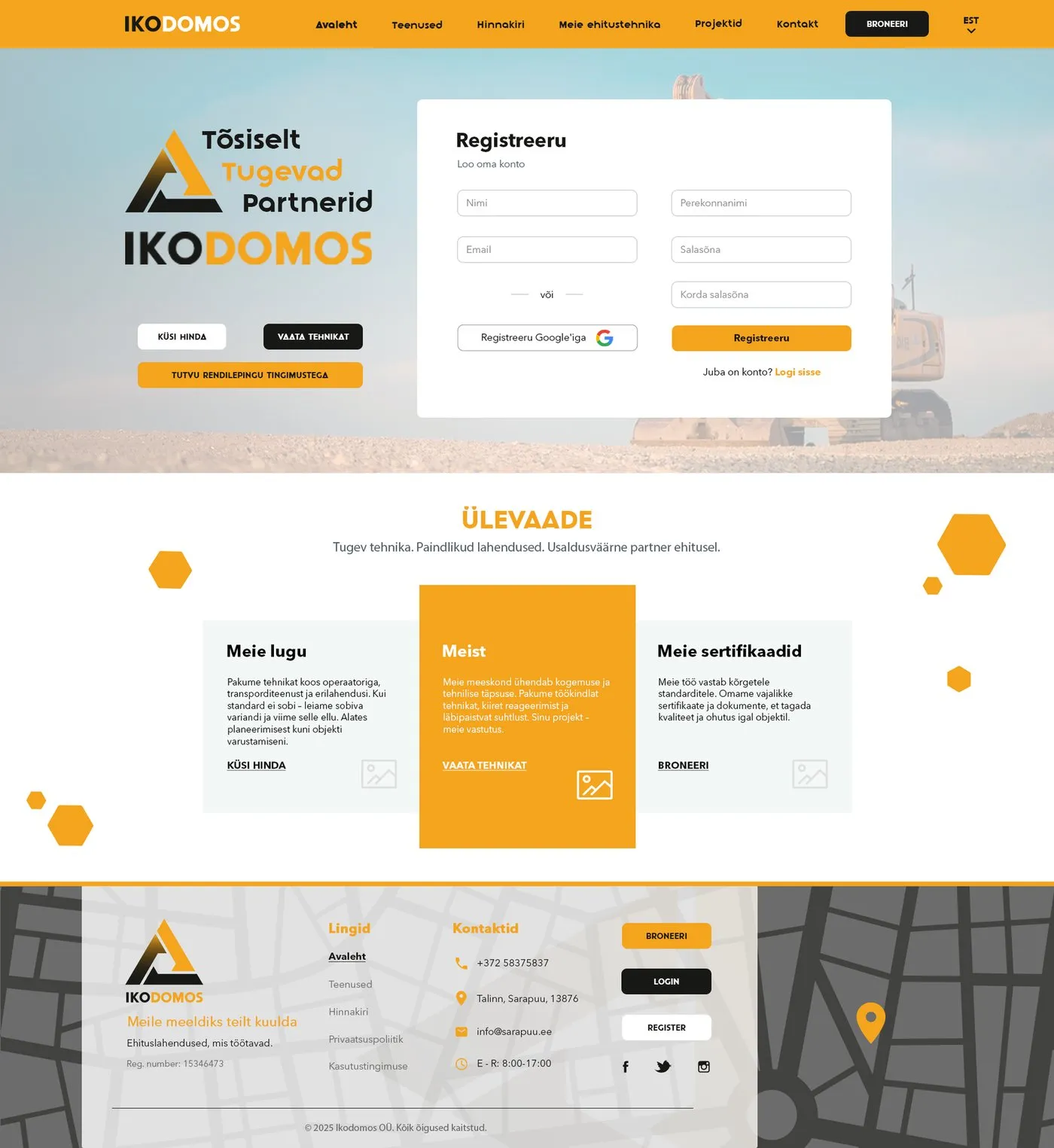 Ikodomos — Equipment Rental Website & Client Dashboard