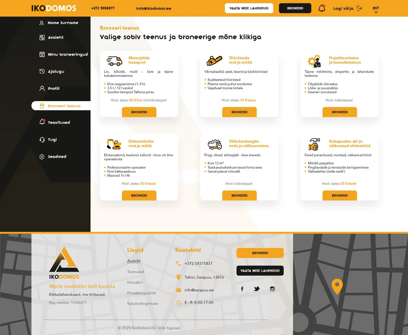 Ikodomos — Equipment Rental Website & Client Dashboard
