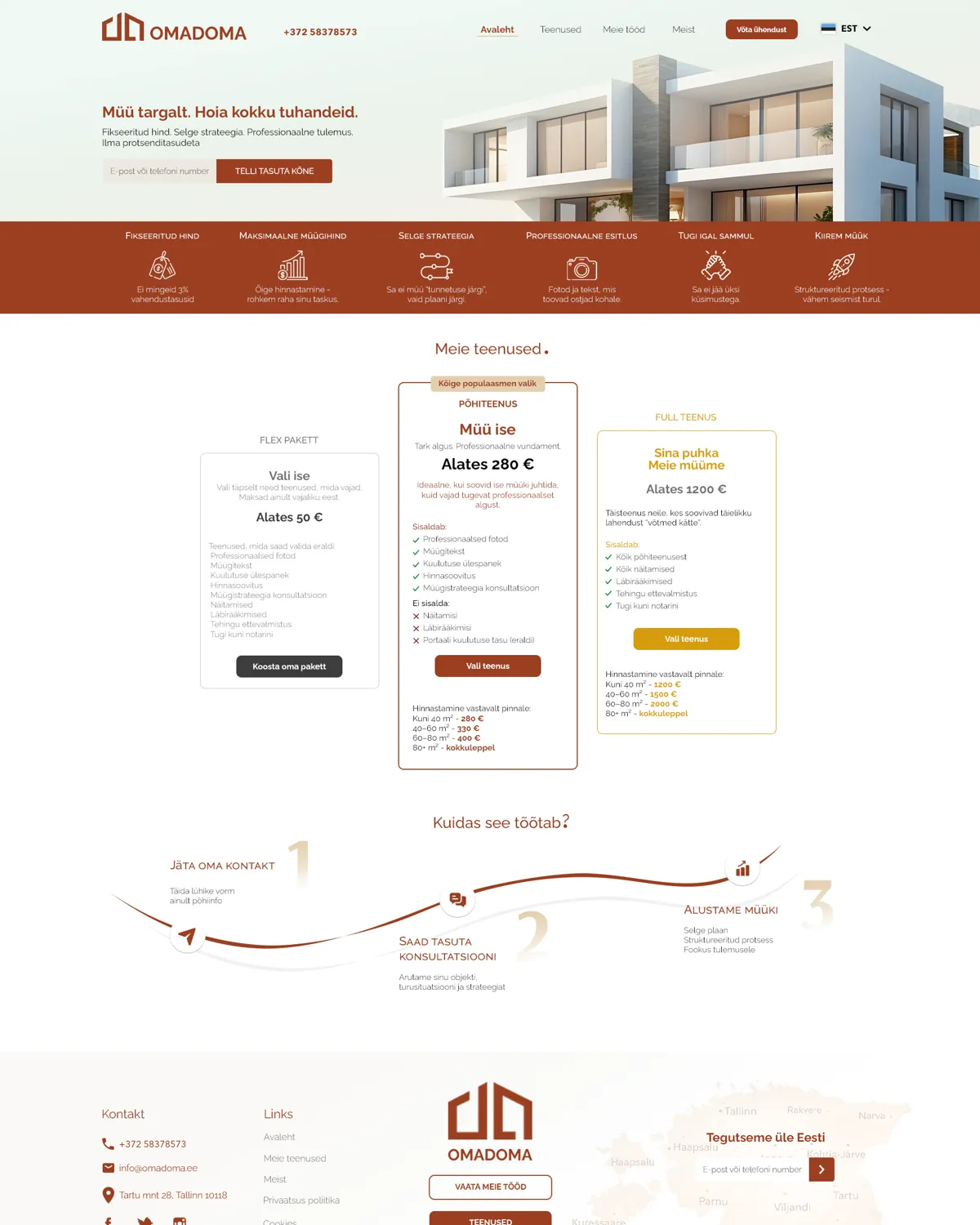 OMADOMA: Real estate services website in Estonian and Russian, done in 2 weeks.
