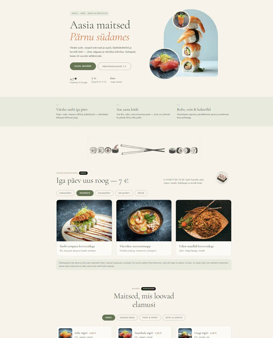 A real example: a free sample I made for a café in Pärnu.